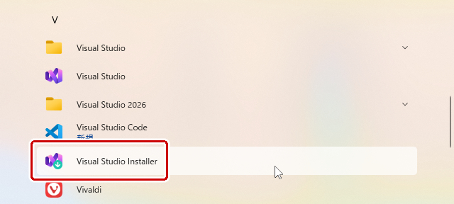 Visual Studio Installerを選択